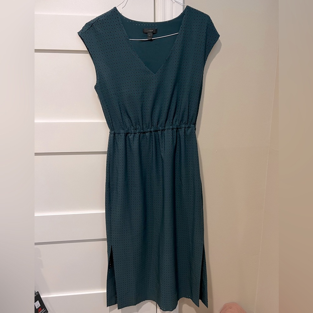 Green eyelet j crew dress